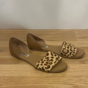 Steve Madden Leopard Print & Tan D'Orsay Flat Sandals